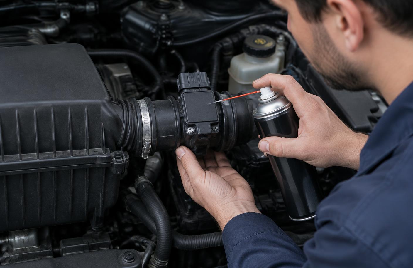 Mechanik czyszczący przepływomierz powietrza MAF za obudową filtra