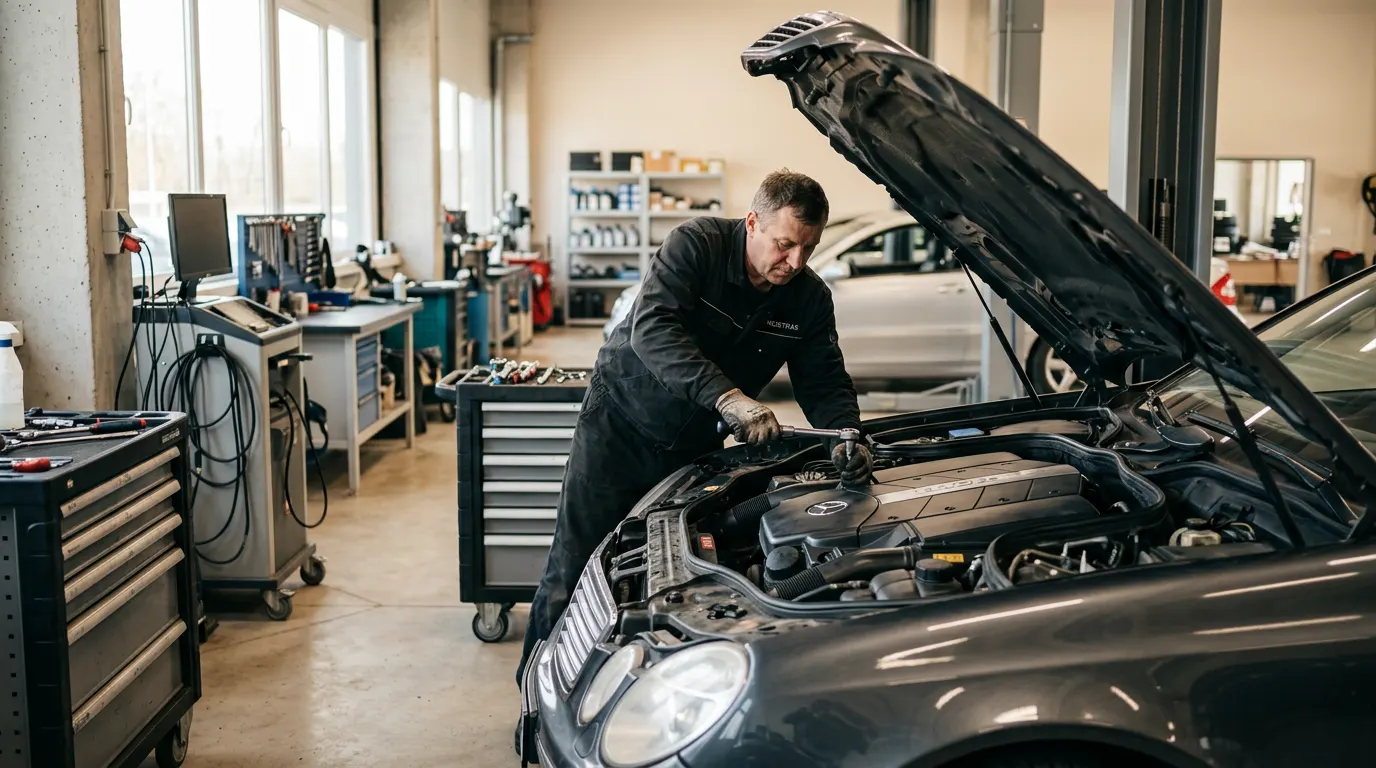 Negarantinių Mercedes remontas ir servisas Vilniuje – darbai autoservise Vilnius
