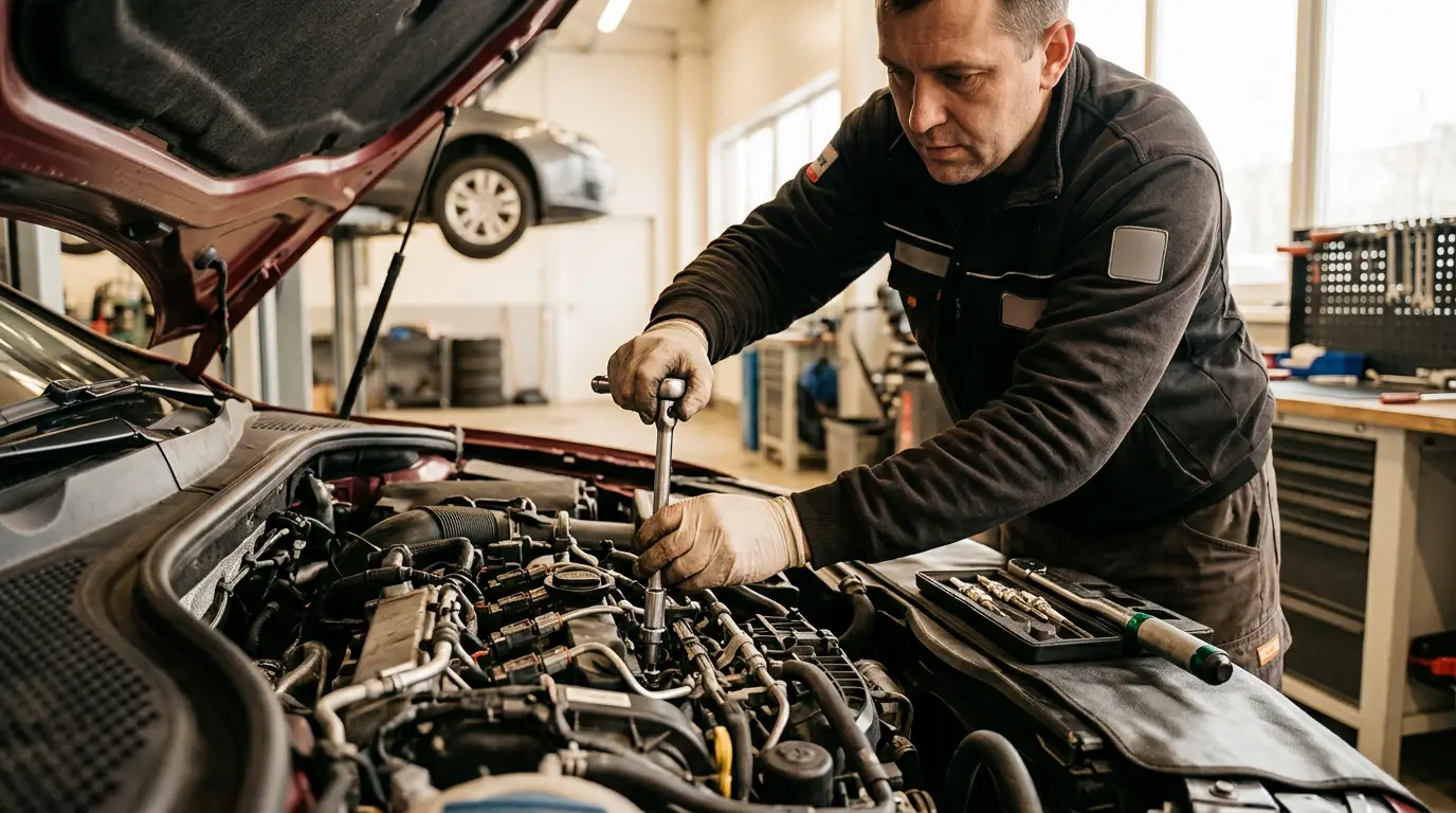 Pakaitinimo žvakių keitimas dyzeliniame variklyje – proceso detalė, autoservisas Vilnius