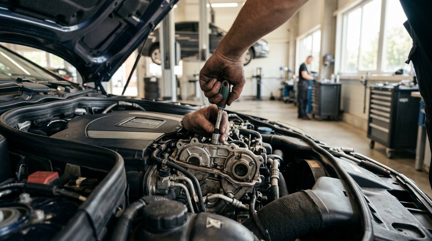 Pogarantinis Mercedes servisas Vilniuje. MB remontas – Automyla – proceso detalė, autoservisas Vilnius