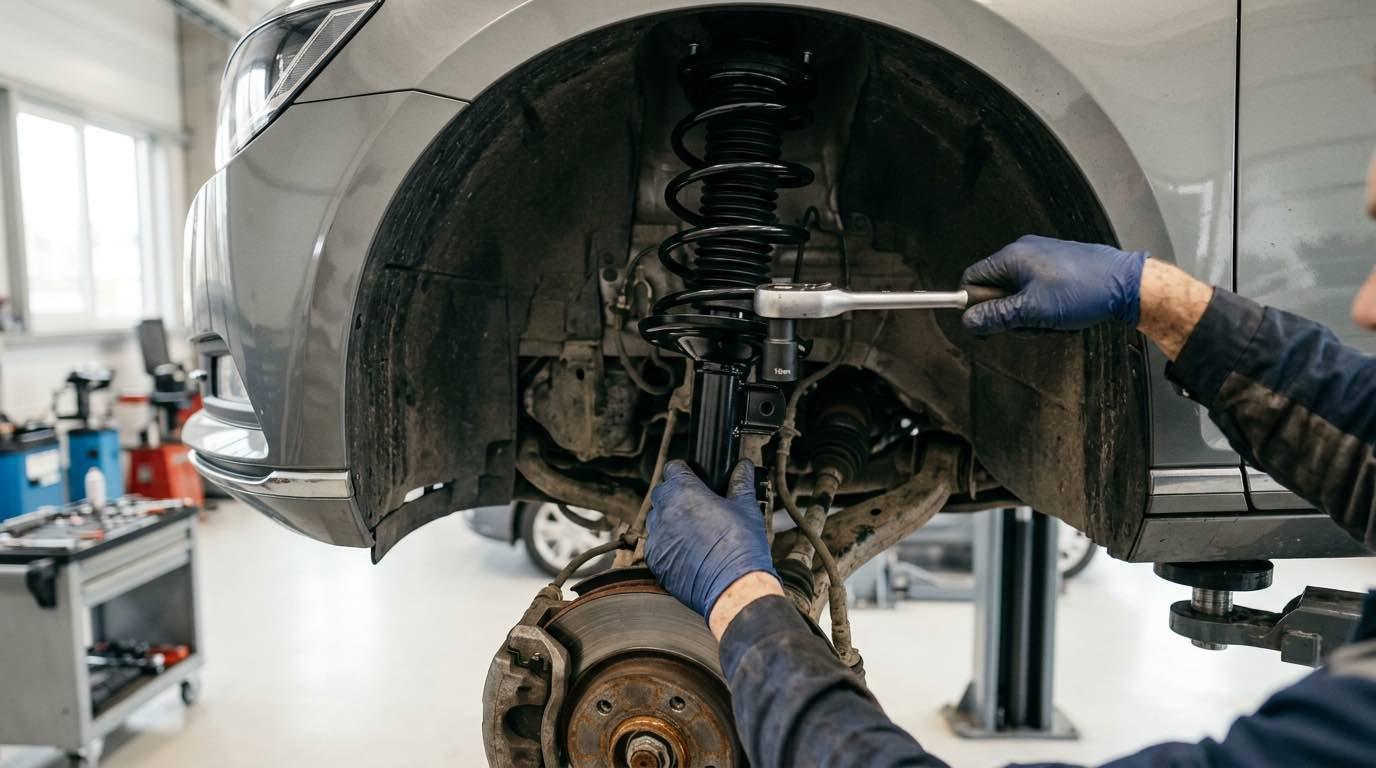 Amortizatoru maiņa Rīgā – procesa detaļa, autoservisas Vilnius