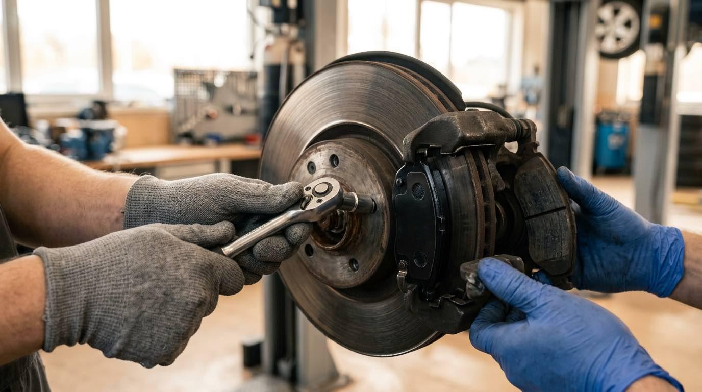 Bremžu kluču nomaiņa Rīgā – AUTOARA – procesa detaļa, autoservisas Vilnius