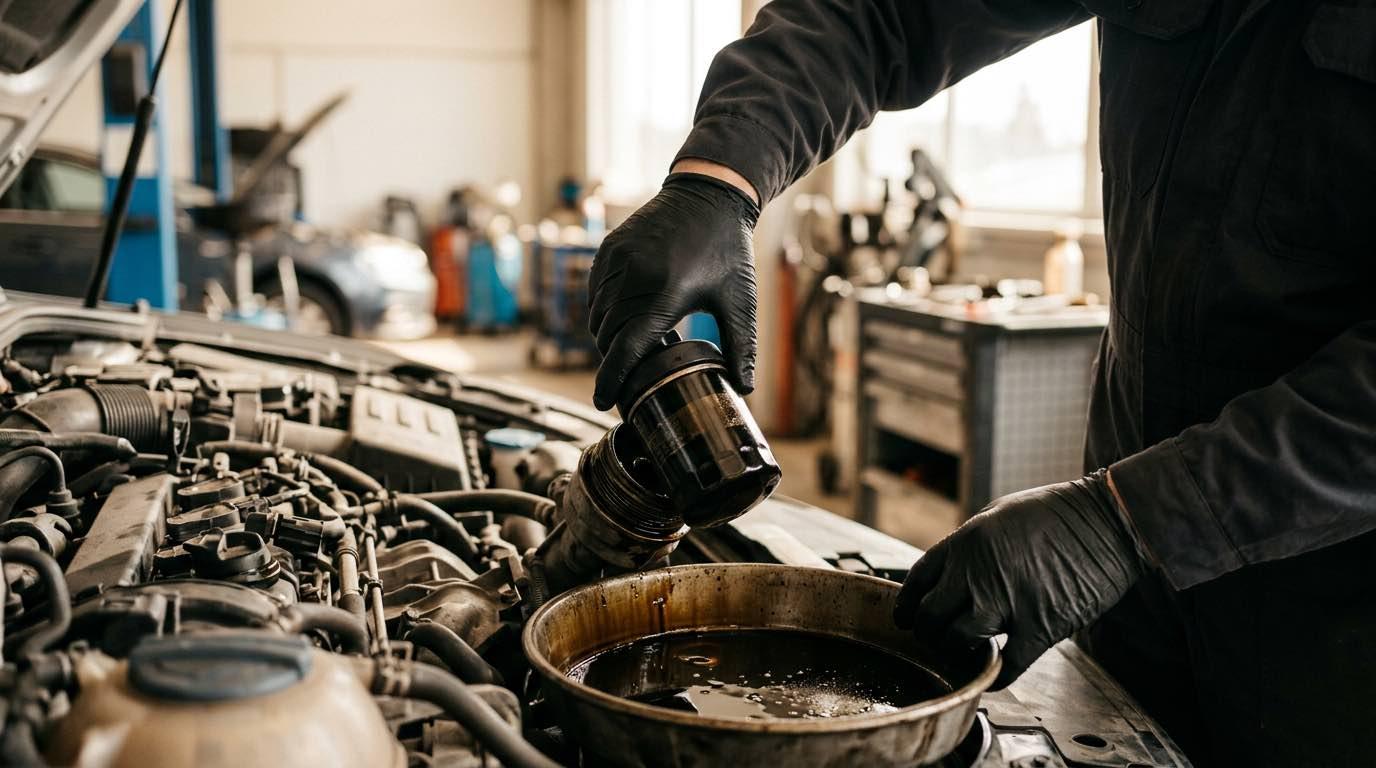 Eļļas maiņa Rīgā – AUTOARA – procesa detaļa, autoservisas Vilnius