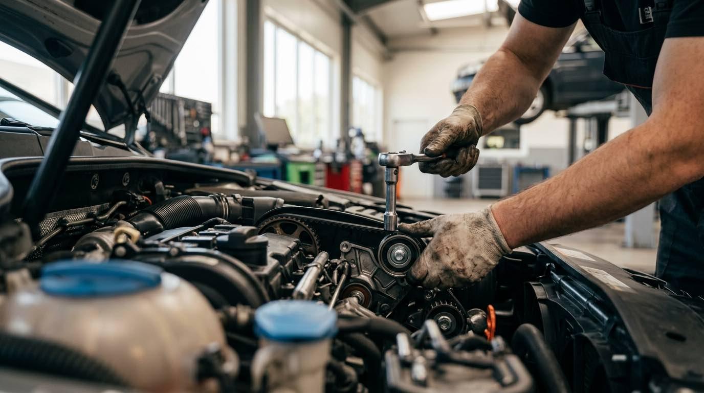 Galvenās siksnas nomaiņa Rīgā – AUTOARA – procesa detaļa, autoservisas Vilnius