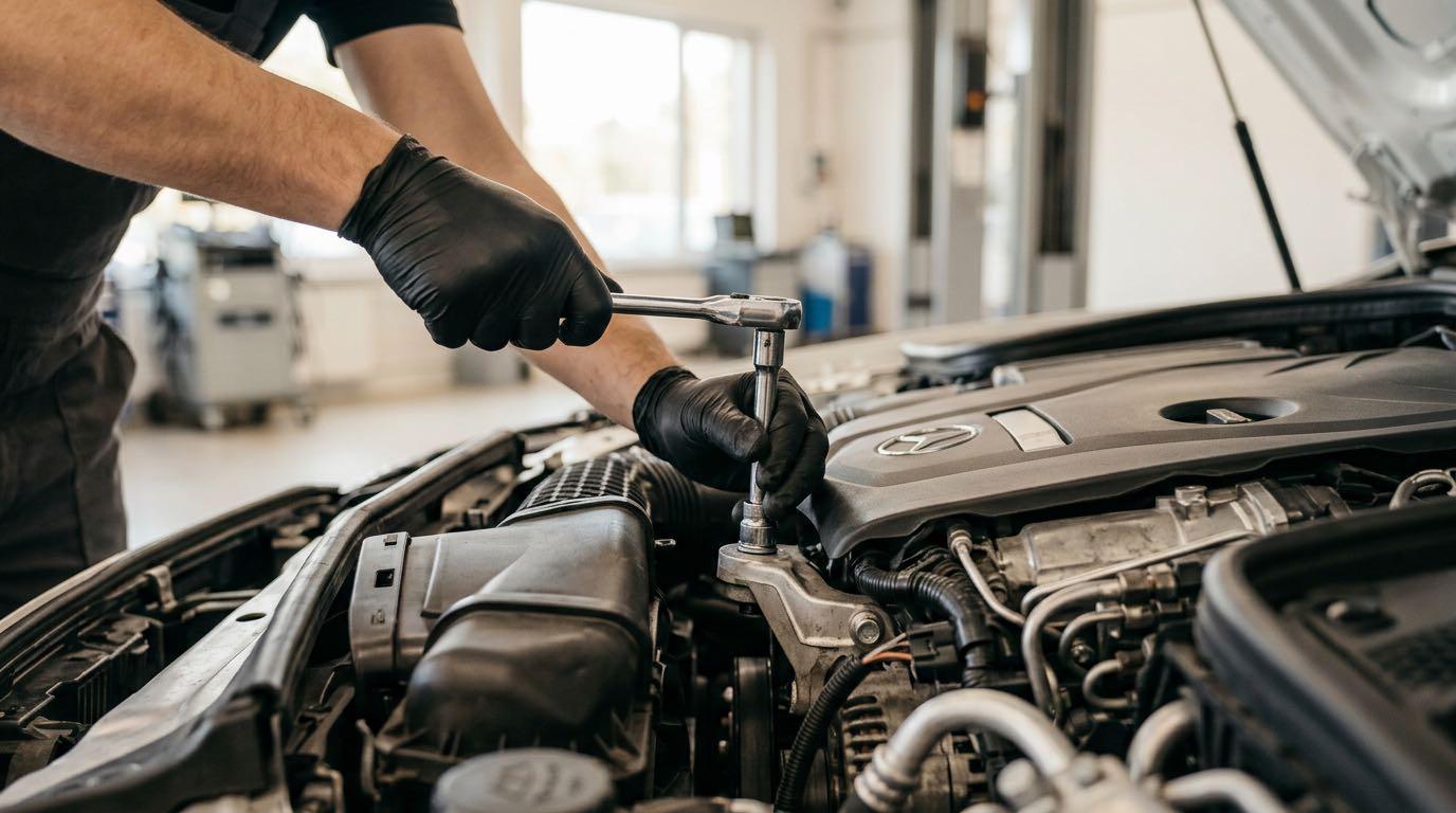 Neatkarīgs Pēcgarantijas Mercedes serviss Rīgā lētāk – procesa detaļa, autoservisas Vilnius