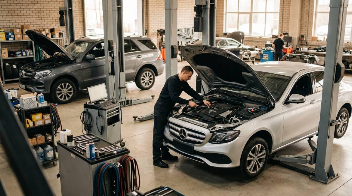 Neatkarīgs Pēcgarantijas Mercedes serviss Rīgā lētāk – darbi autoservisā Vilnius